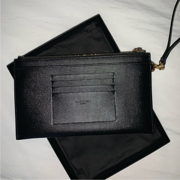 YSL Large Bill Pouch in Black and gold hardware. Good used condition. Authentic. - Picture 7 of 7